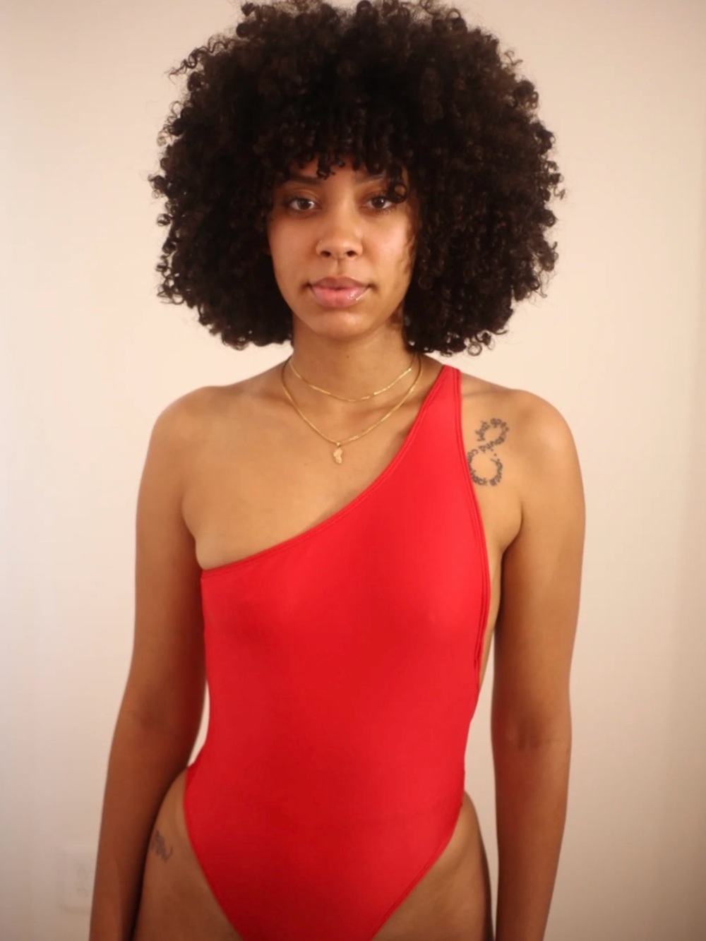 NWT Red One-Shoulder Cut Out Swimsuit